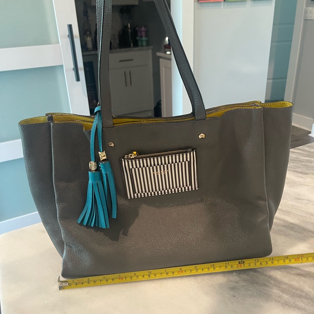 Henri Bendel Gray and Yellow Shoulder Bag